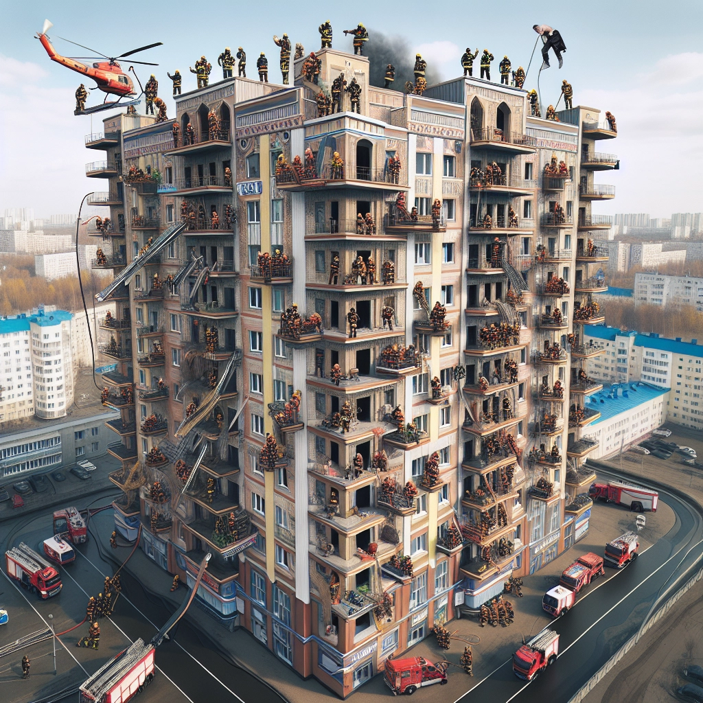 На вершине! Учения нижегородских пожарных на 26-этажном доме