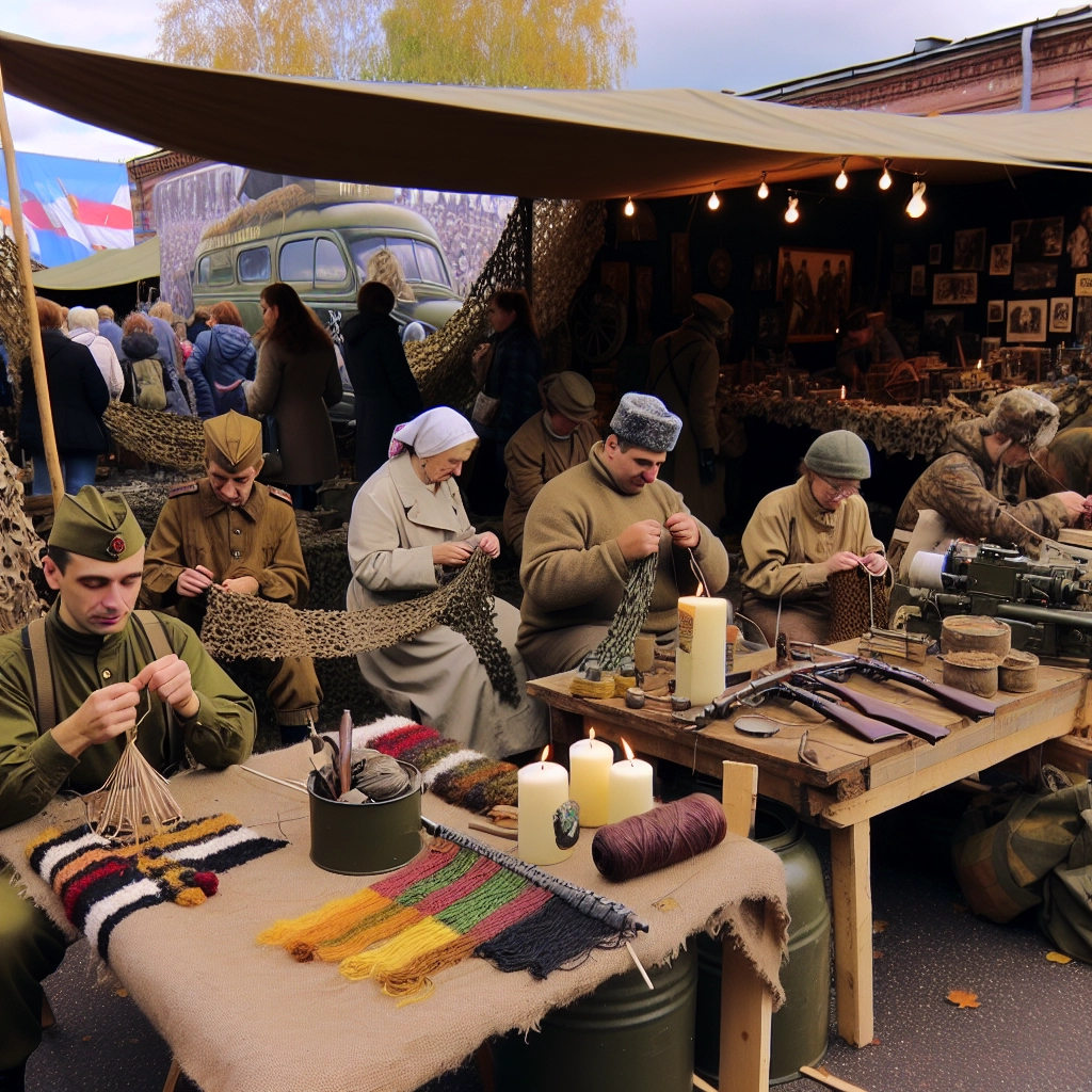 Нижегородцы плели маскировочные сети и делали окопные свечи на ярмарке в День народного единства
